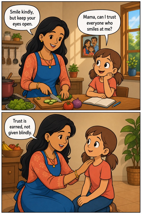 Page 1 of a real Comikoo comic — the same mother and daughter, on-model