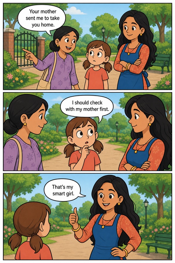 Page 3 of a real Comikoo comic — the same mother and daughter, on-model