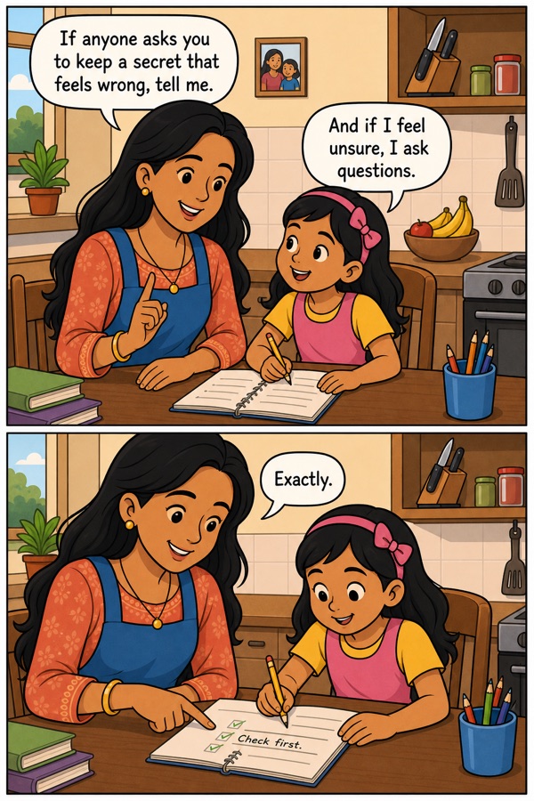 Page 4 of a real Comikoo comic — the same mother and daughter, on-model