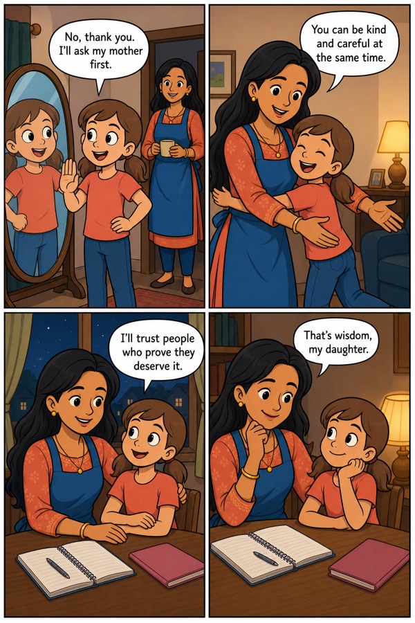 Page 6 of a real Comikoo comic — the same mother and daughter, on-model